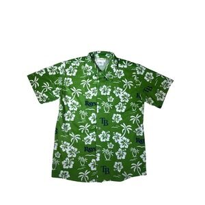 Match-Up Tampa Bay Rays MLB Hawaiian Shirt Green Floral Tropical Mens Medium